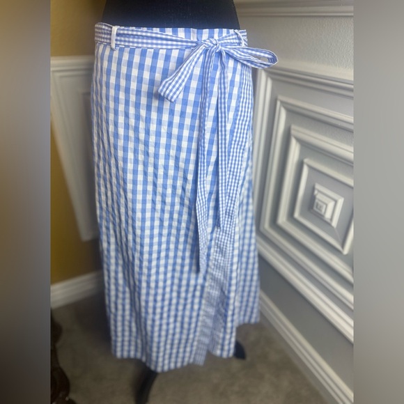 Thakoon x RTR 
Gingham Wrap Midi Skirt Blue Gingham Women's Skirt - Picture 11 of 12